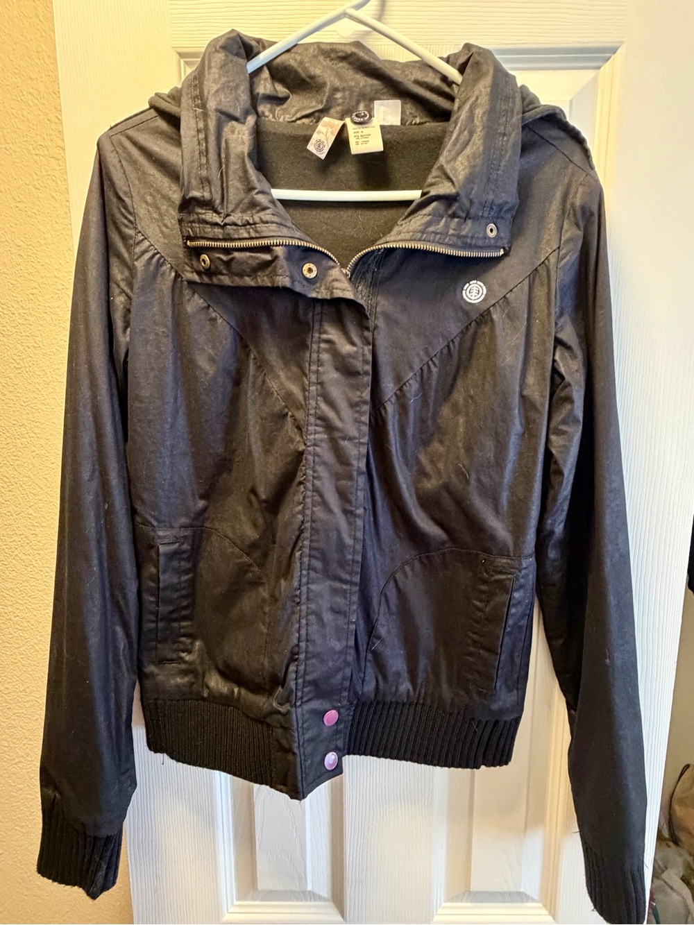 Black Element Skateboards Lightweight Hooded Jacket with Snap Front
